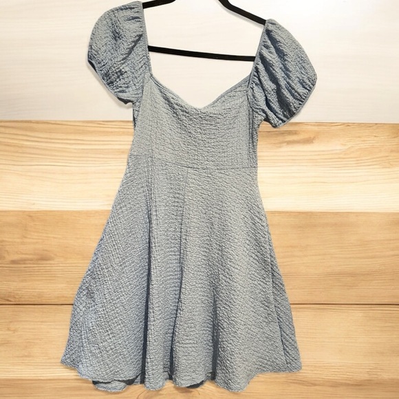 See You Monday Dresses & Skirts - See You Monday Pale Blue Puff-Sleeve Mini Dress NWT sz Med
